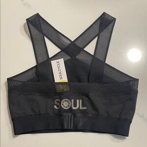 soulcycle Black Mesh Cross-Back Sports Bra